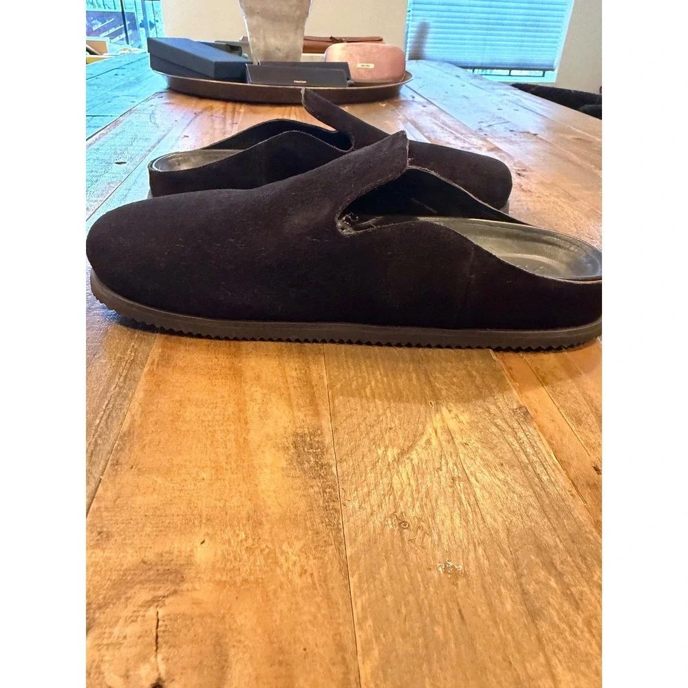 Vince Mens Suede Mule Slippers Black Round Toe Slip On Loafers Shoes M9